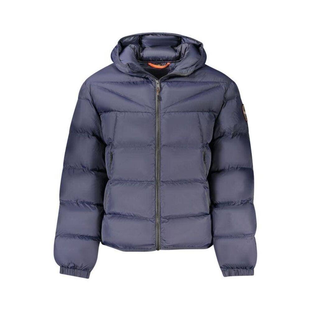 Napapijri Hooded Zip Puffer Jacket Men Blue Jackets